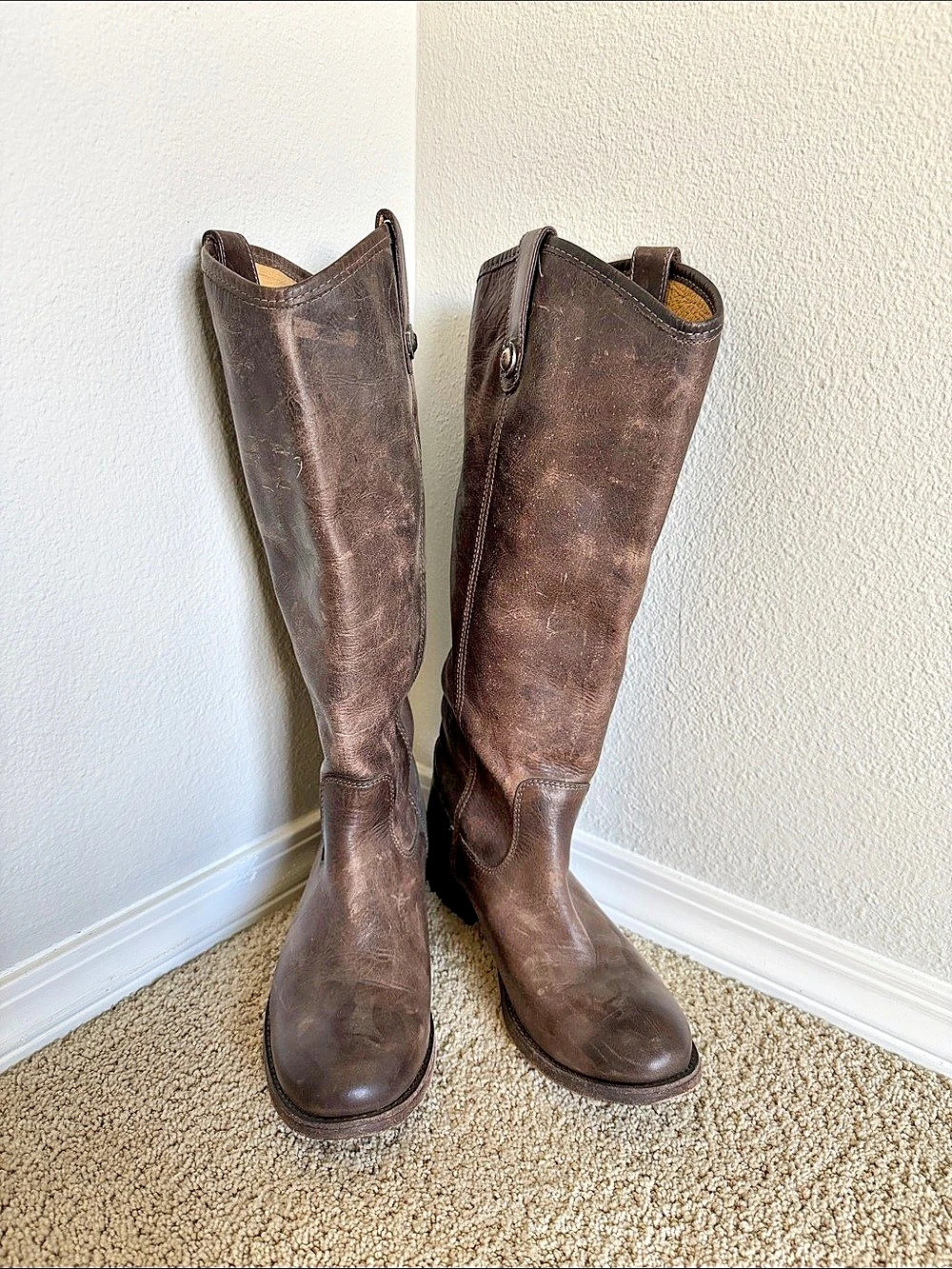 Frye Melissa Button Tall Riding Boots in Brown